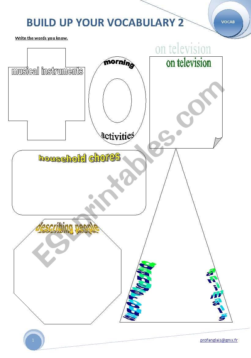 BUILD UP YOUR VOCAB worksheet