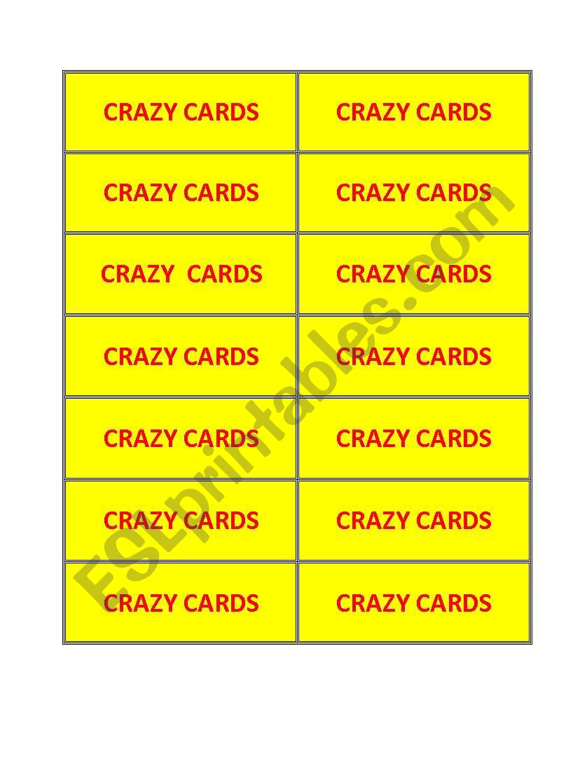 crazy cards worksheet