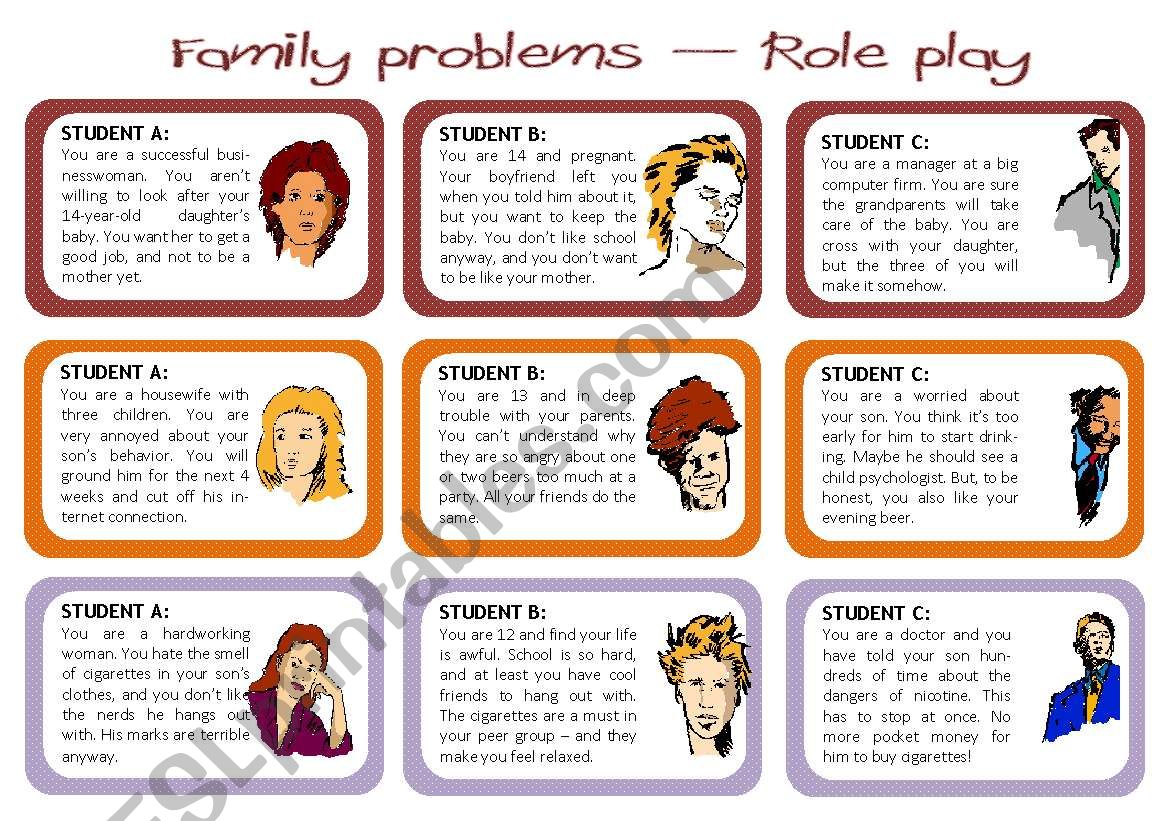 Family problems - role play worksheet