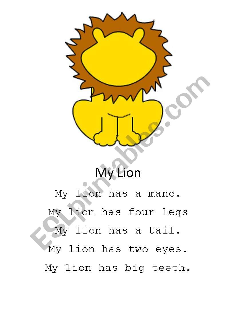 My lion worksheet