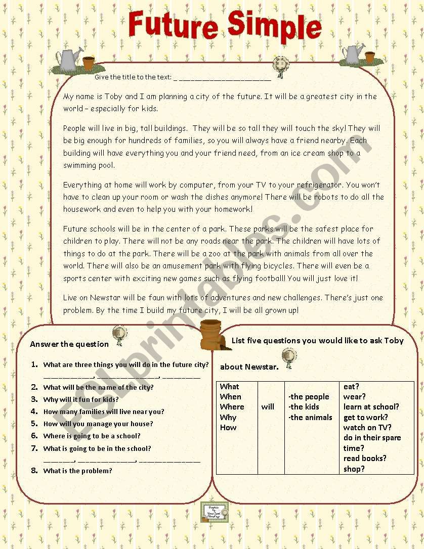 Future Simple worksheet