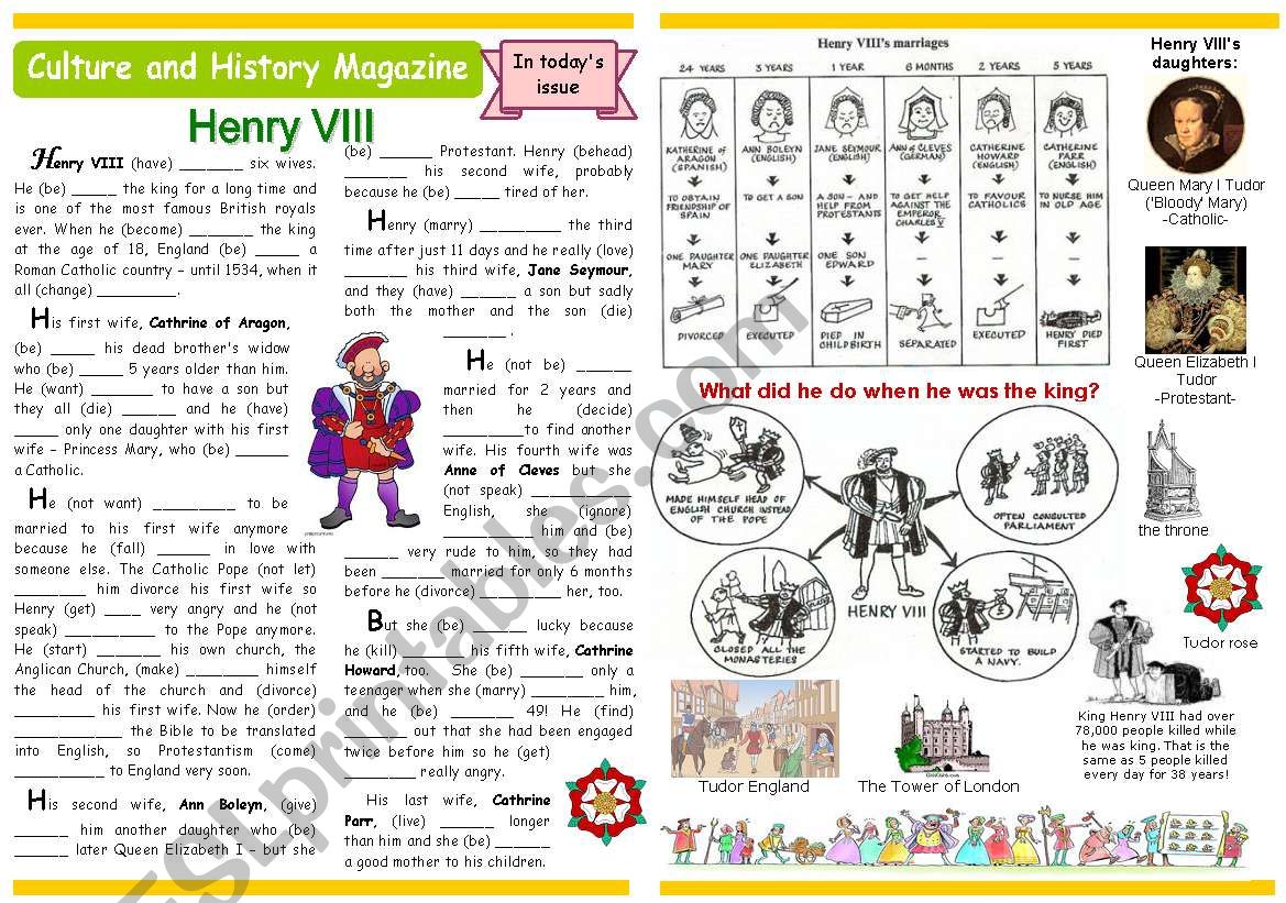 Culture and history magazine (3) - Henry VIII - Past Simple