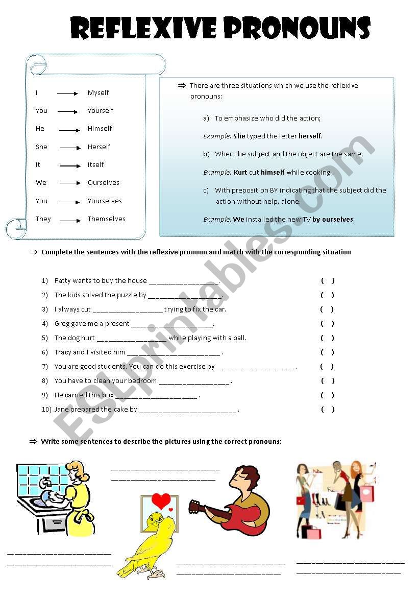 Reflexive Pronouns worksheet