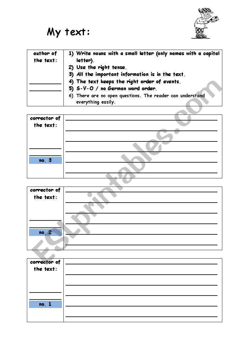 Peer Correction Worksheet worksheet