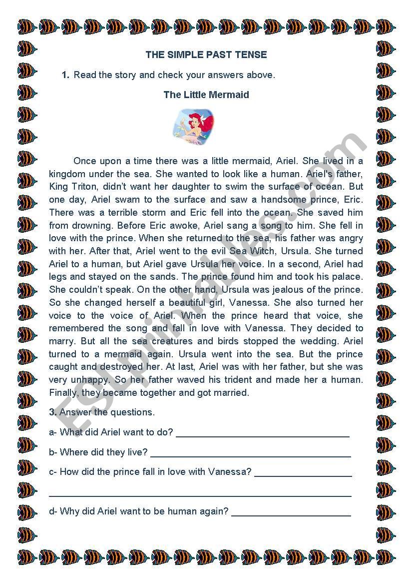 Ariel story worksheet 2 worksheet
