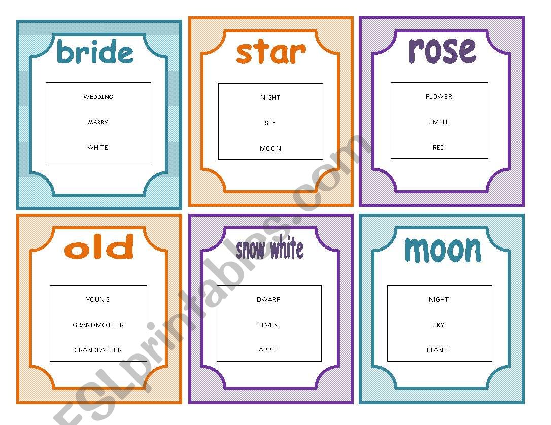 Taboo Cards Set 4 of 5 worksheet