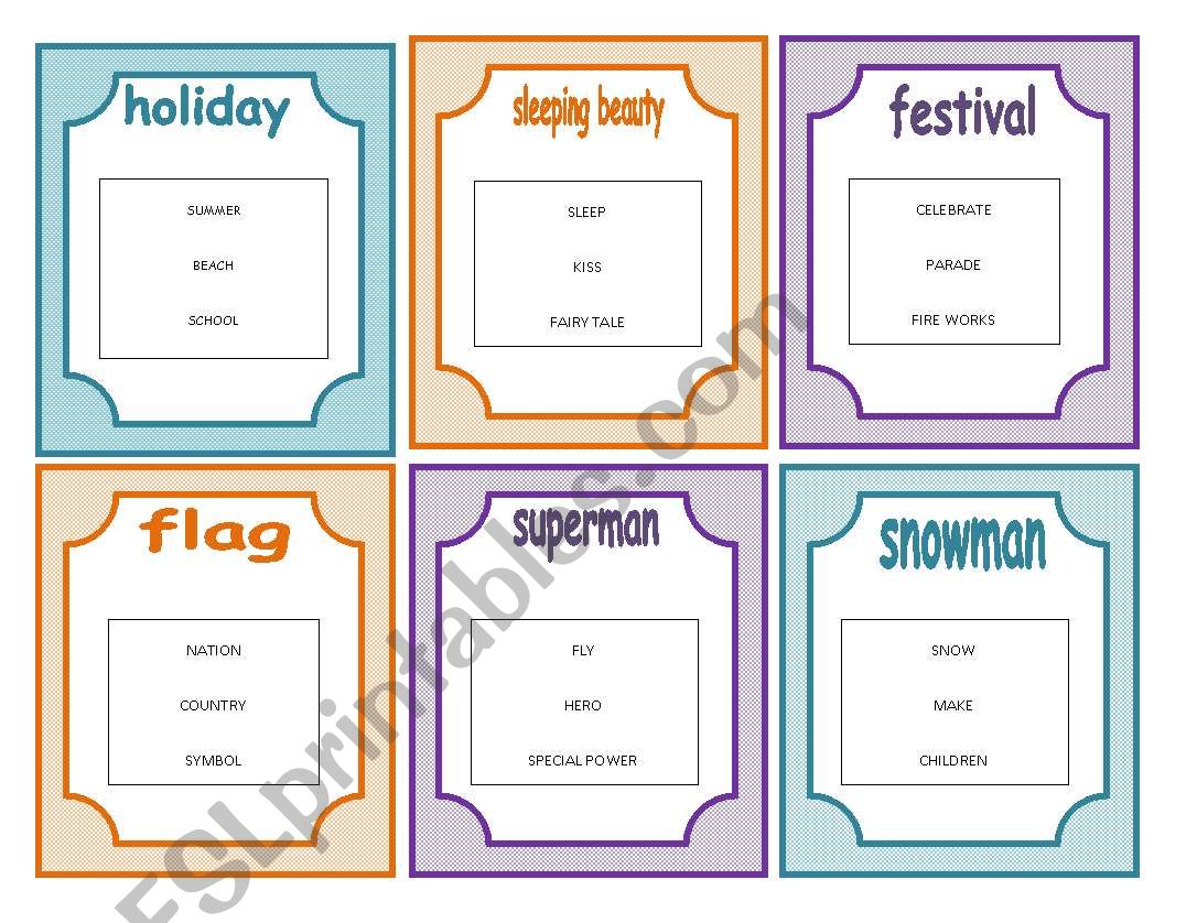 Taboo Cards Set 5 of 5 worksheet