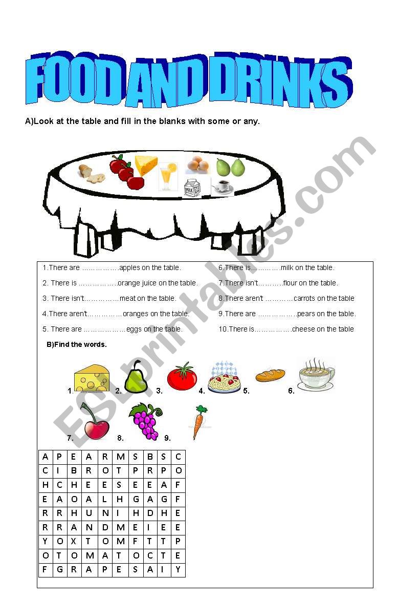food&drinks worksheet