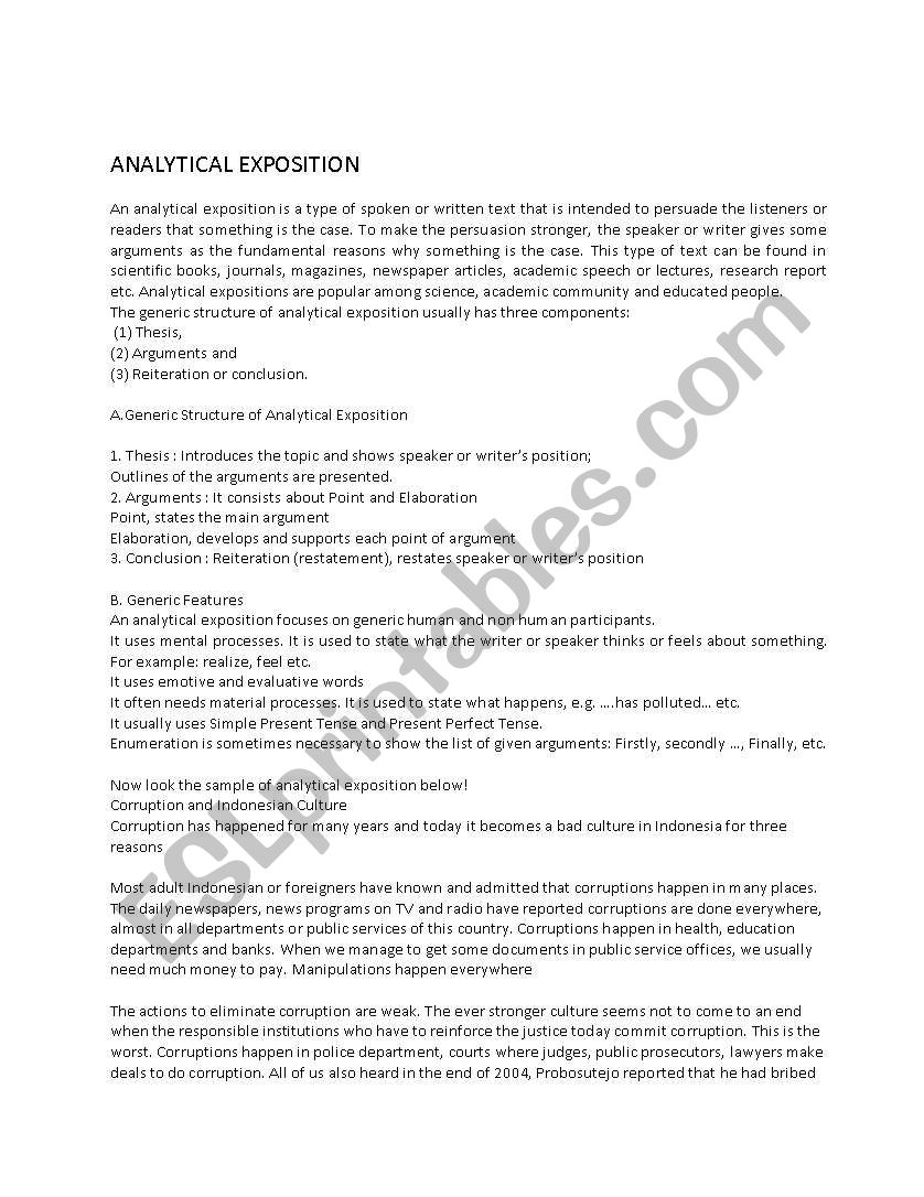 analytical exposition worksheet