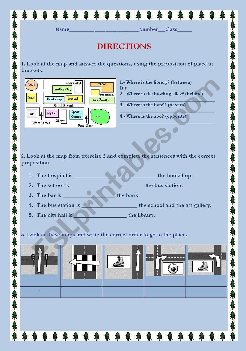 Directions worksheet