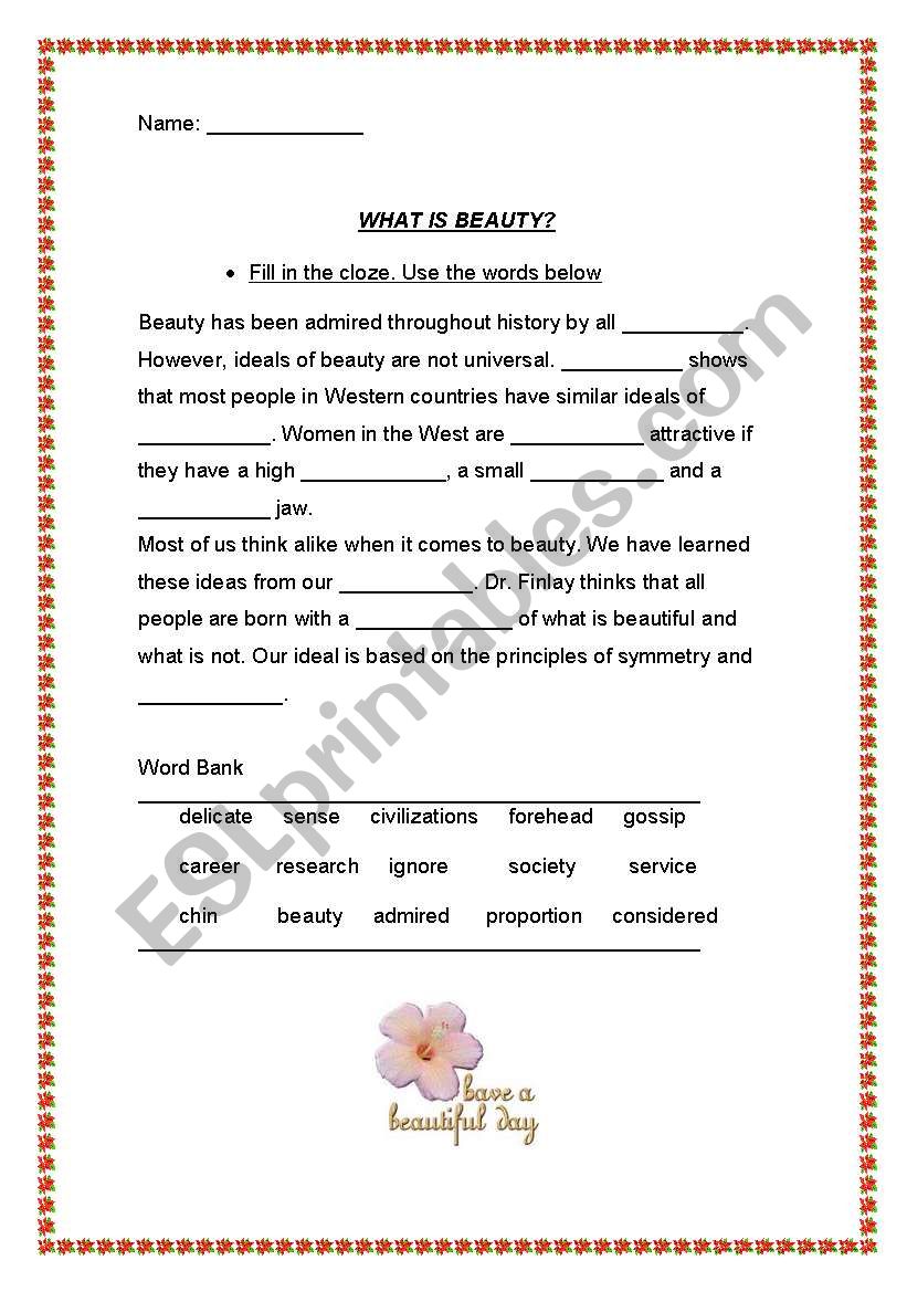 What is Beauty worksheet