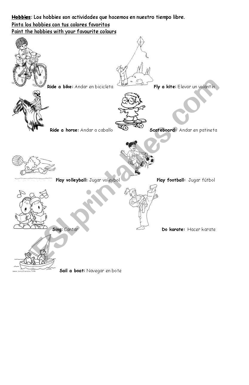 Hobbies worksheet worksheet