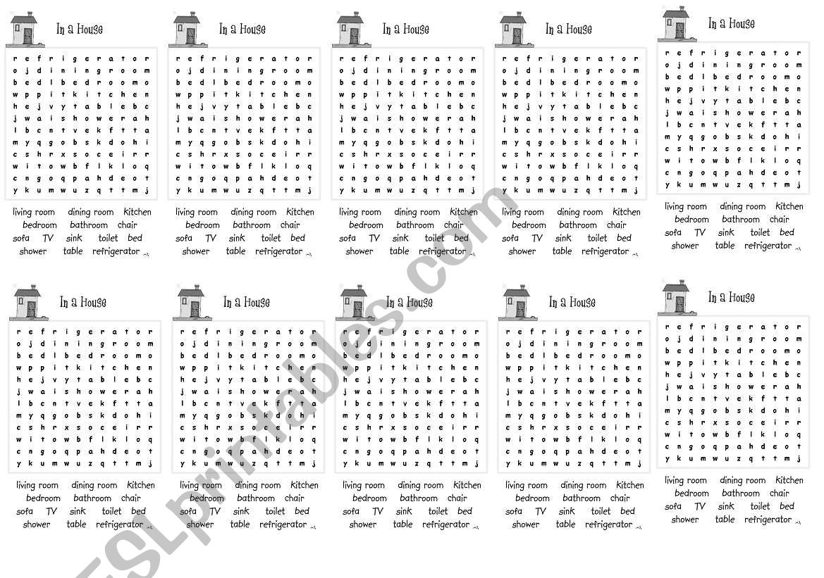 Rooms of the house worksheet