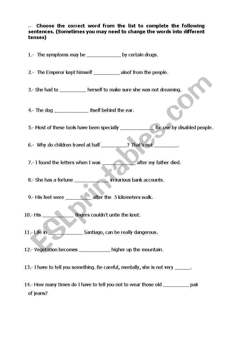 specific vocabulary worksheet