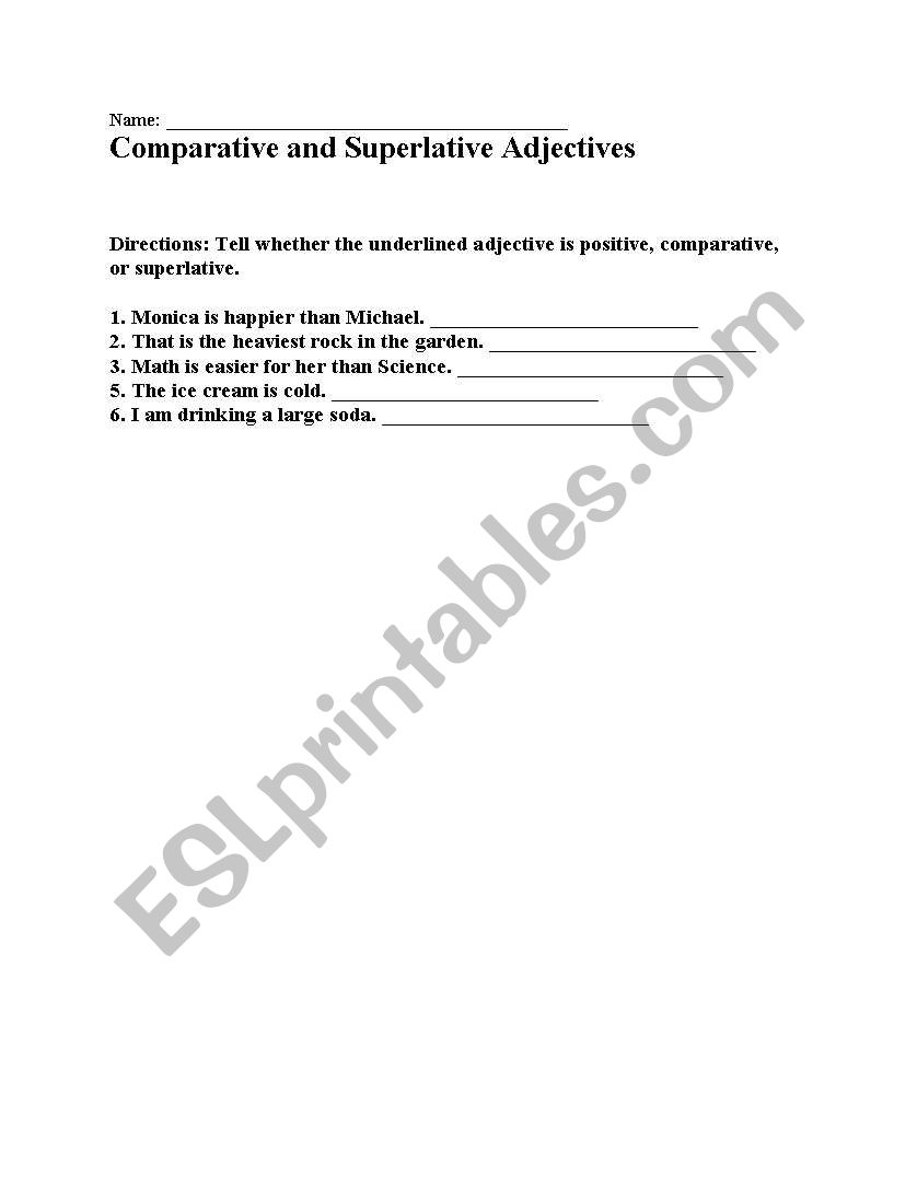 Adjectives More/Most worksheet