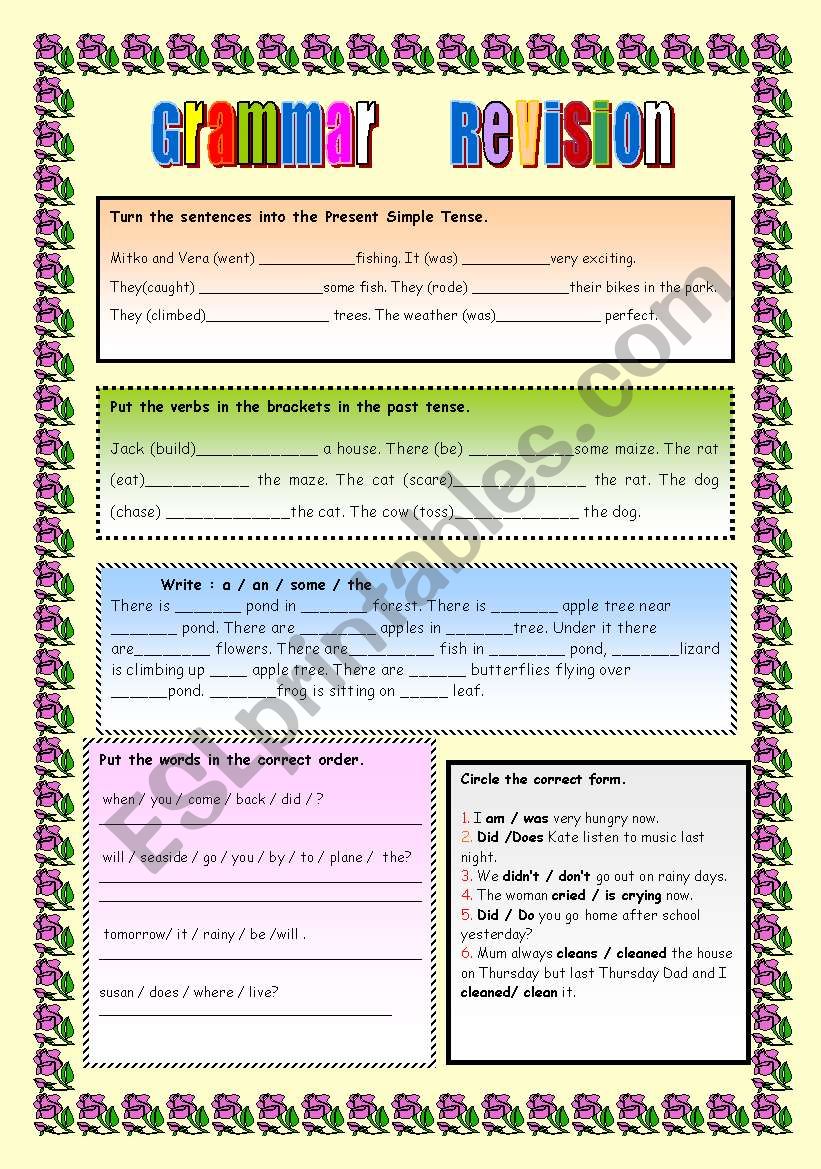 grammar revision worksheet