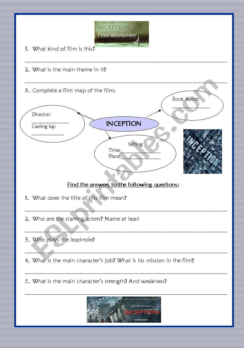 inception worksheet