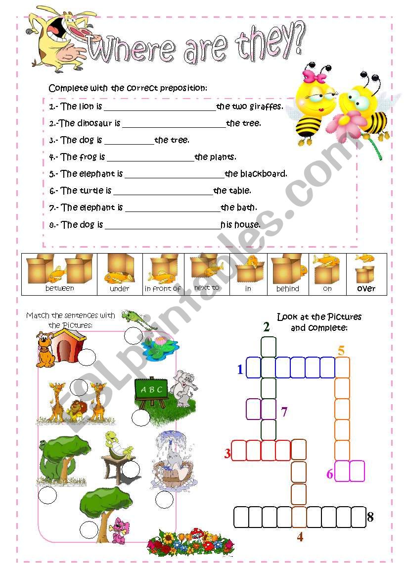 where are the animals? prepositions of place