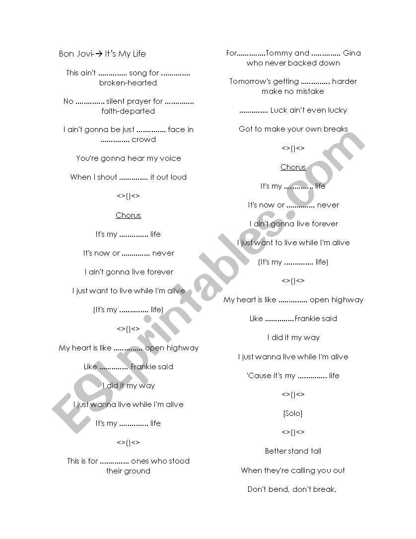 Song worksheet