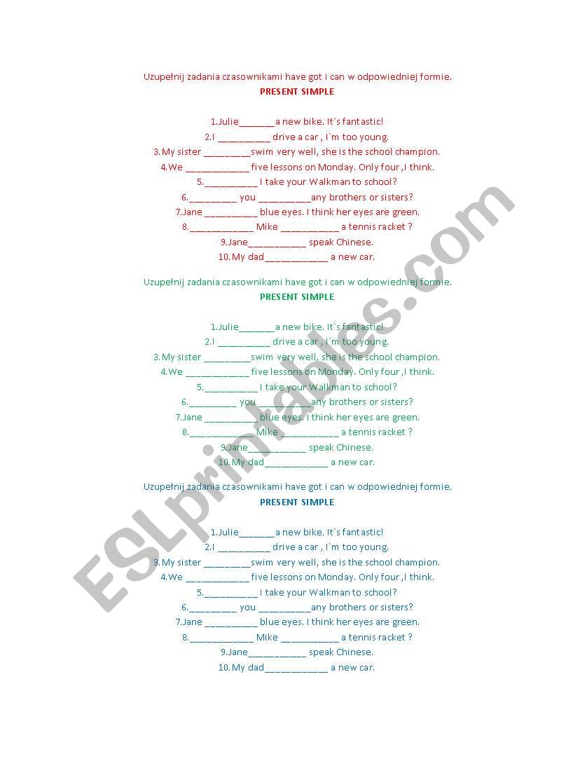 Present Simple worksheet