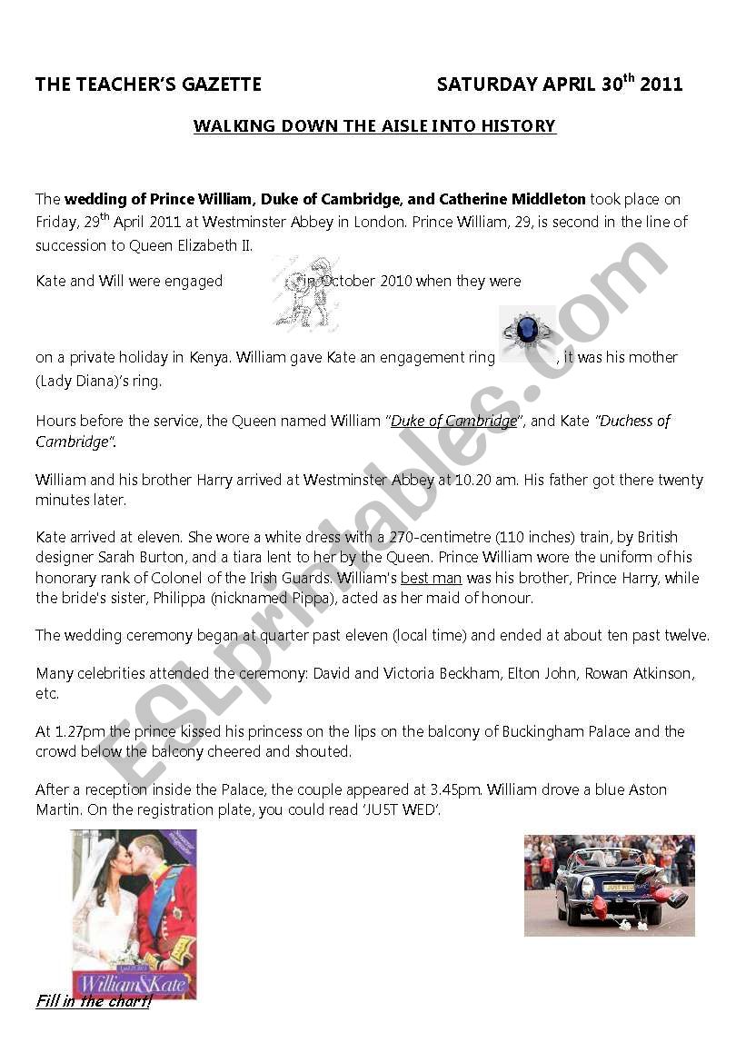 Royal wedding: Will & Kate worksheet