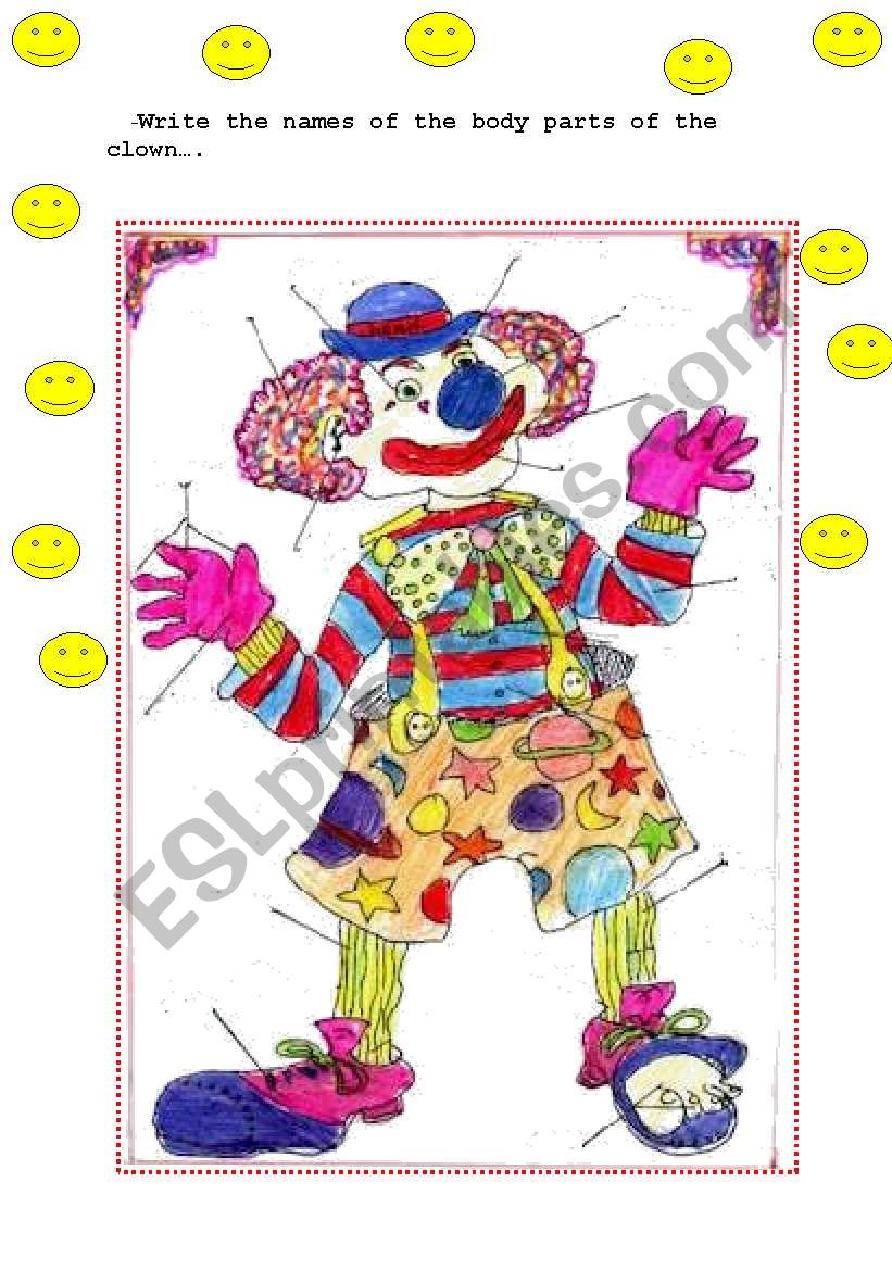 Body Parts- Clown worksheet