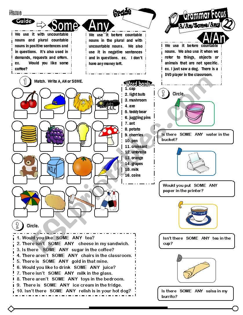 Grammar Focus Series_22 A AN SOME ANY (Fully Editable+ Key)