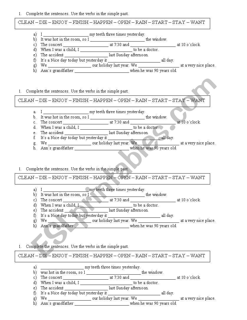 simple past worksheet