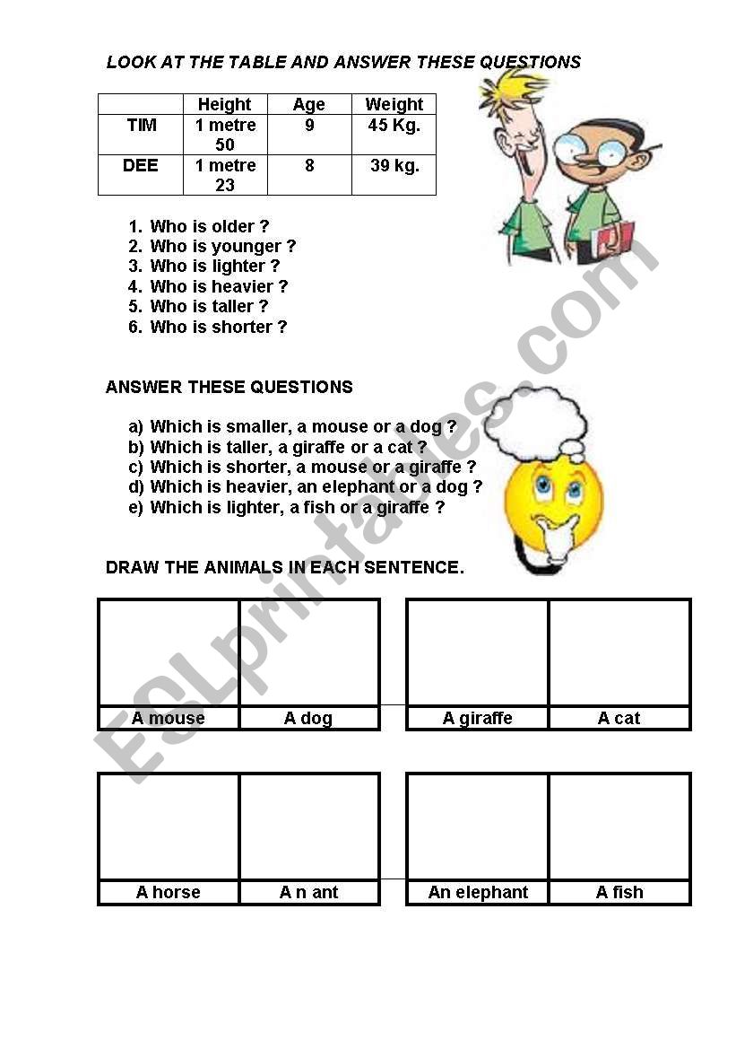 comparative and superlative worksheet