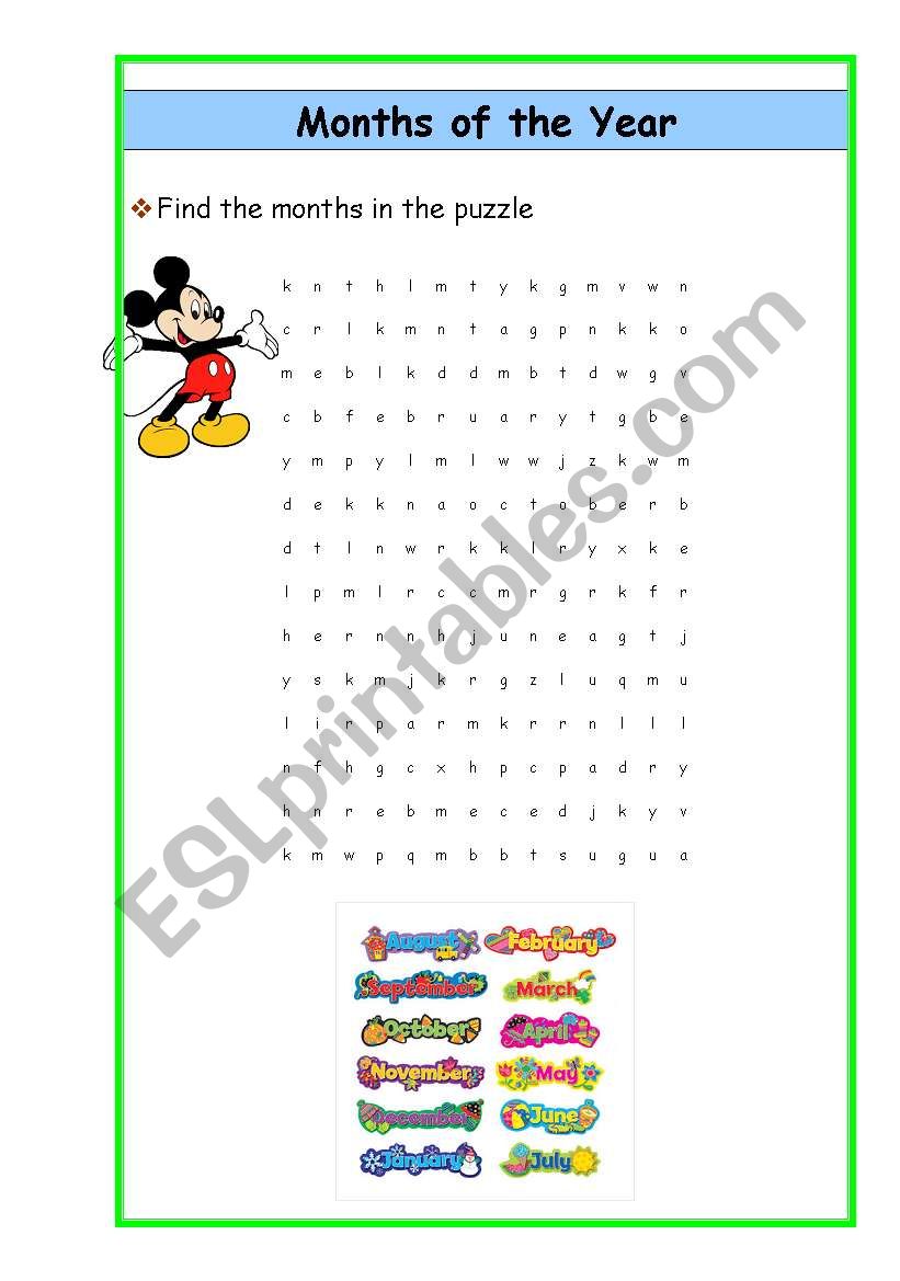 months worksheet