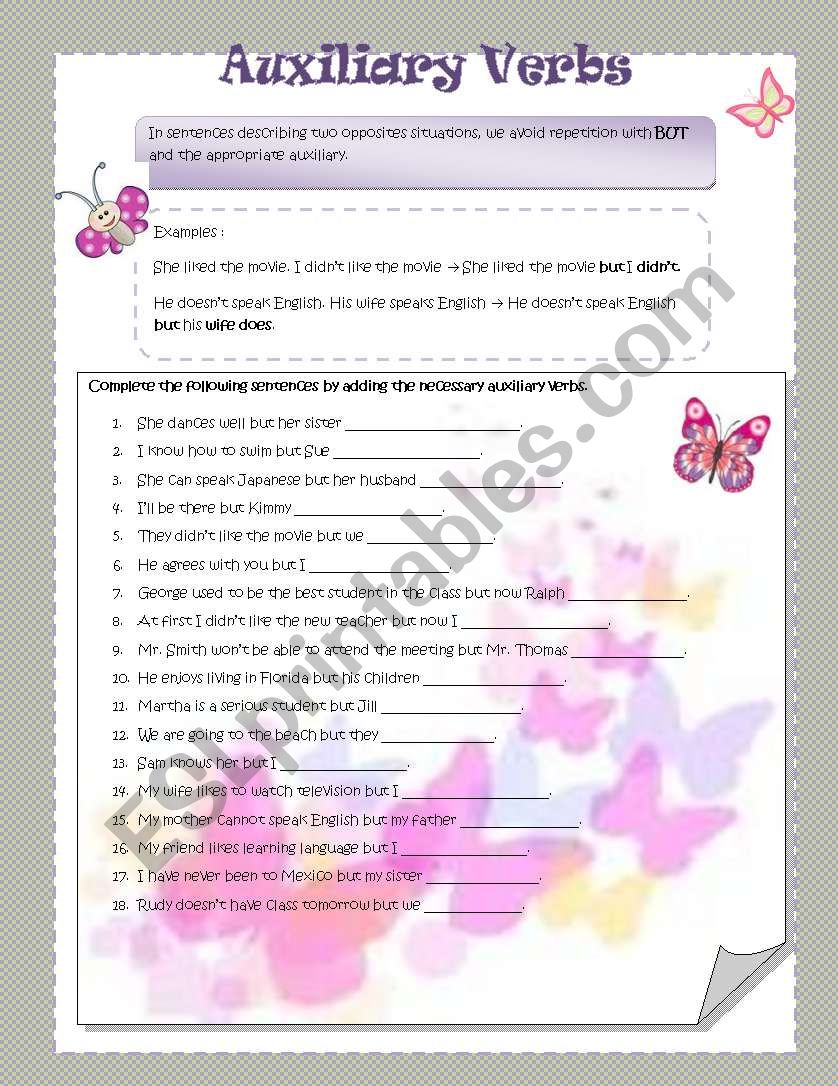 Auxiliary Verb worksheet