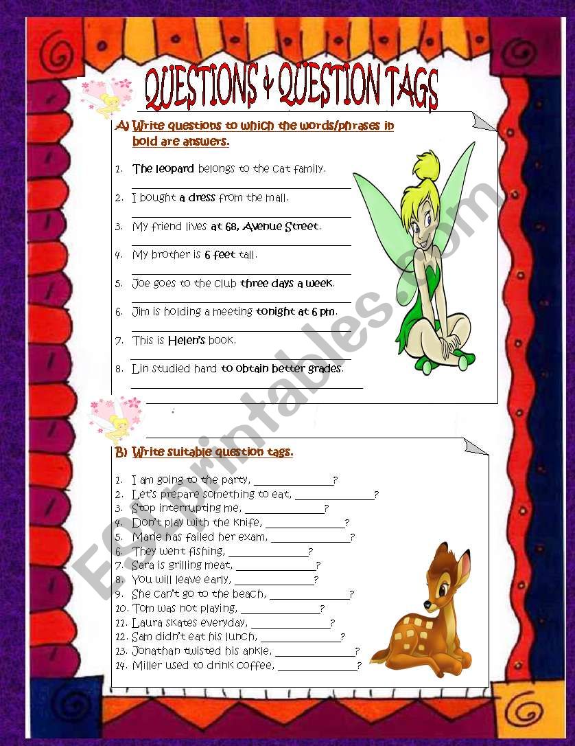 questions and question tags worksheet