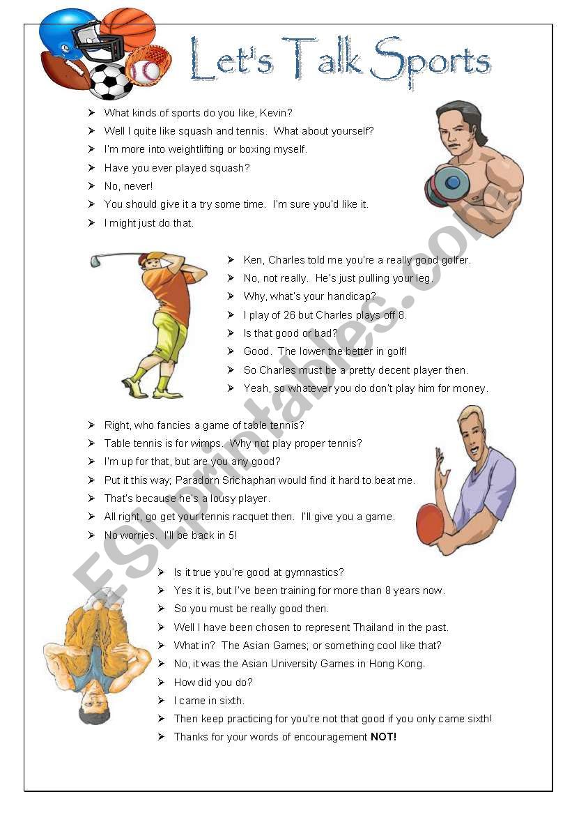 Lets Talk Sports worksheet