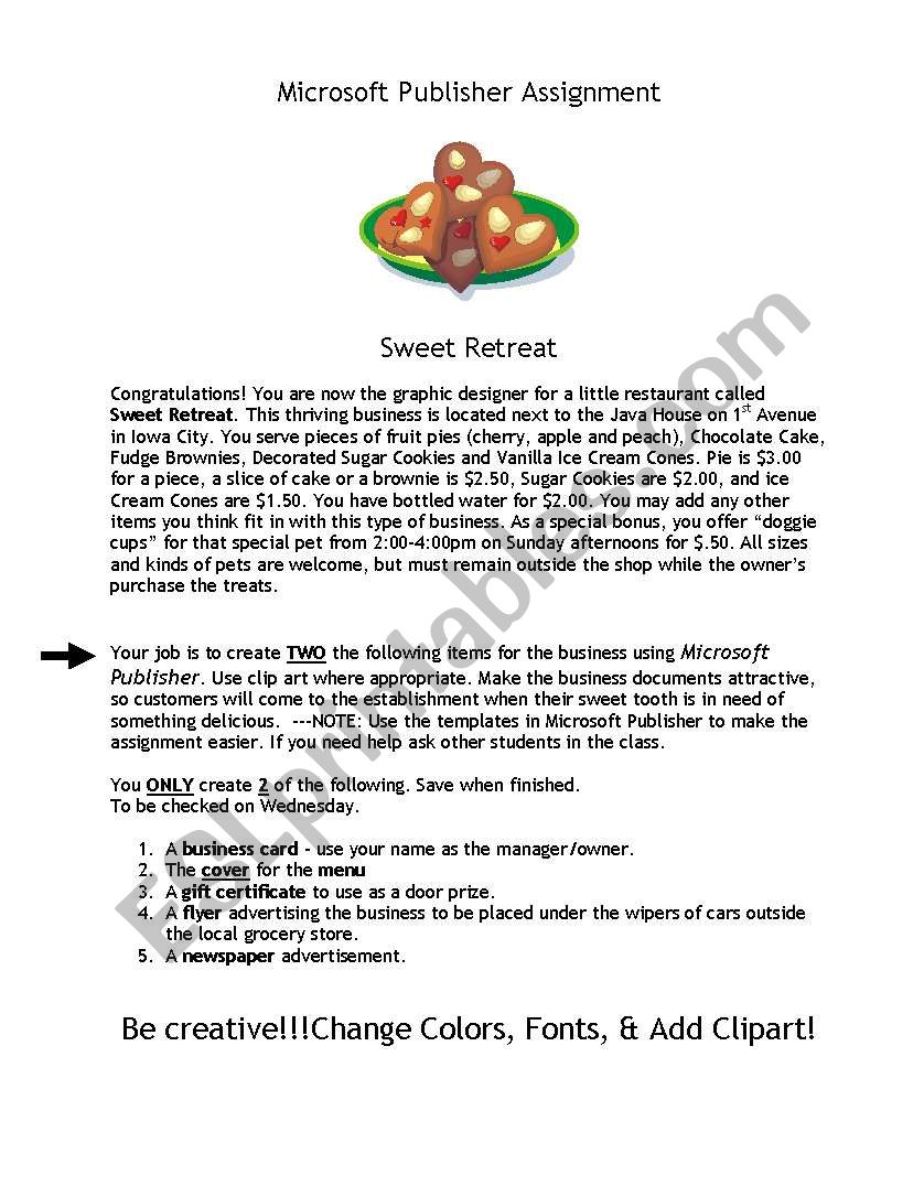 sweet Treats  worksheet