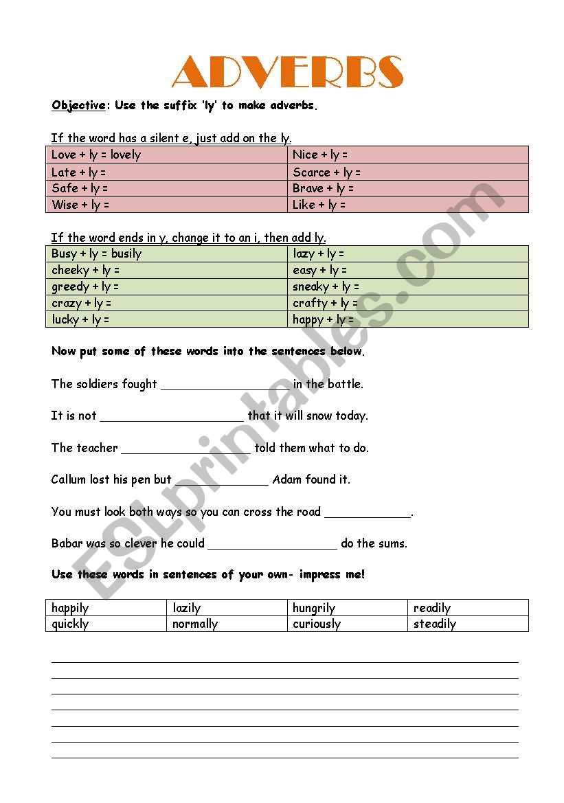 LY Adverbs worksheet