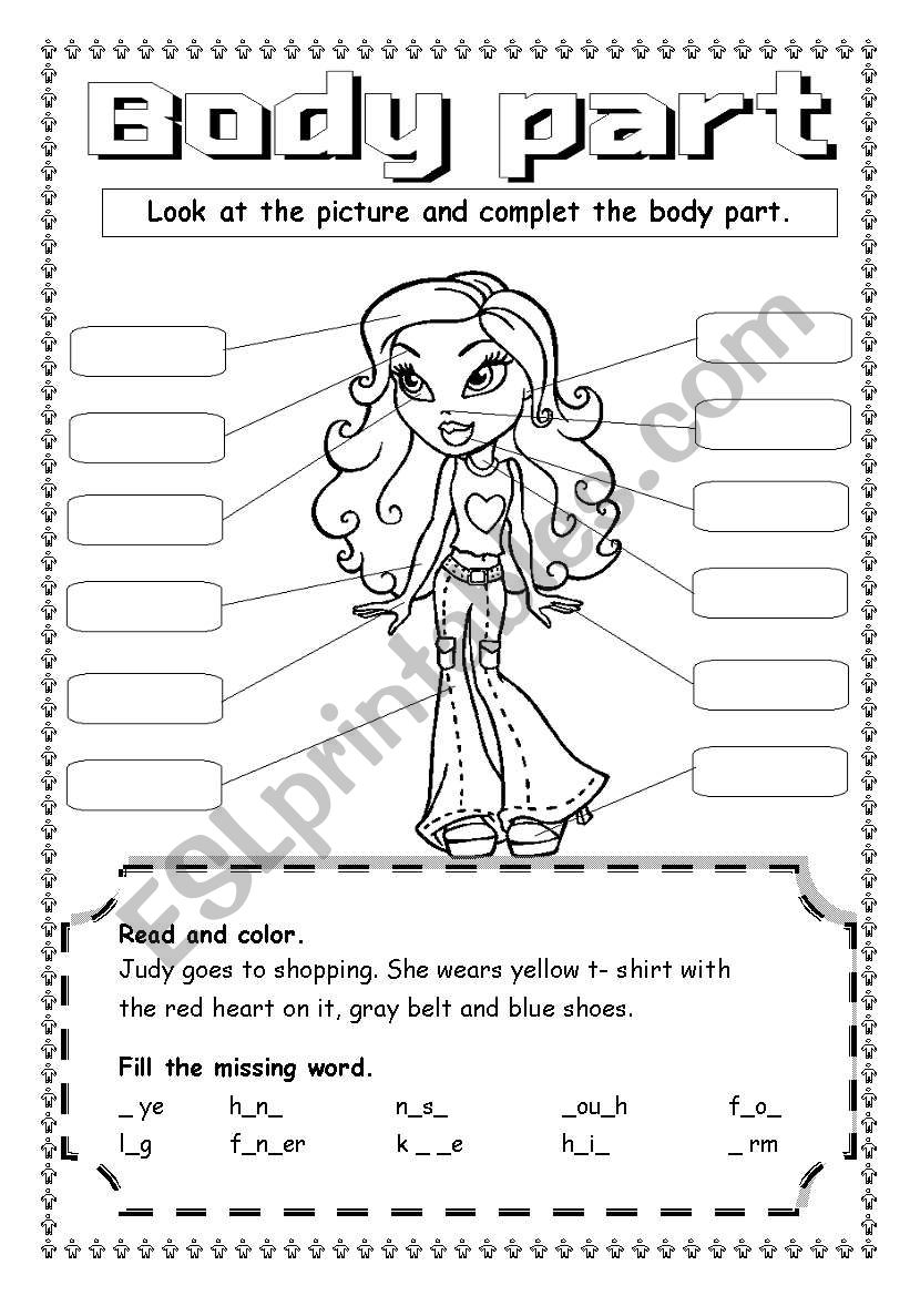 Body Part worksheet