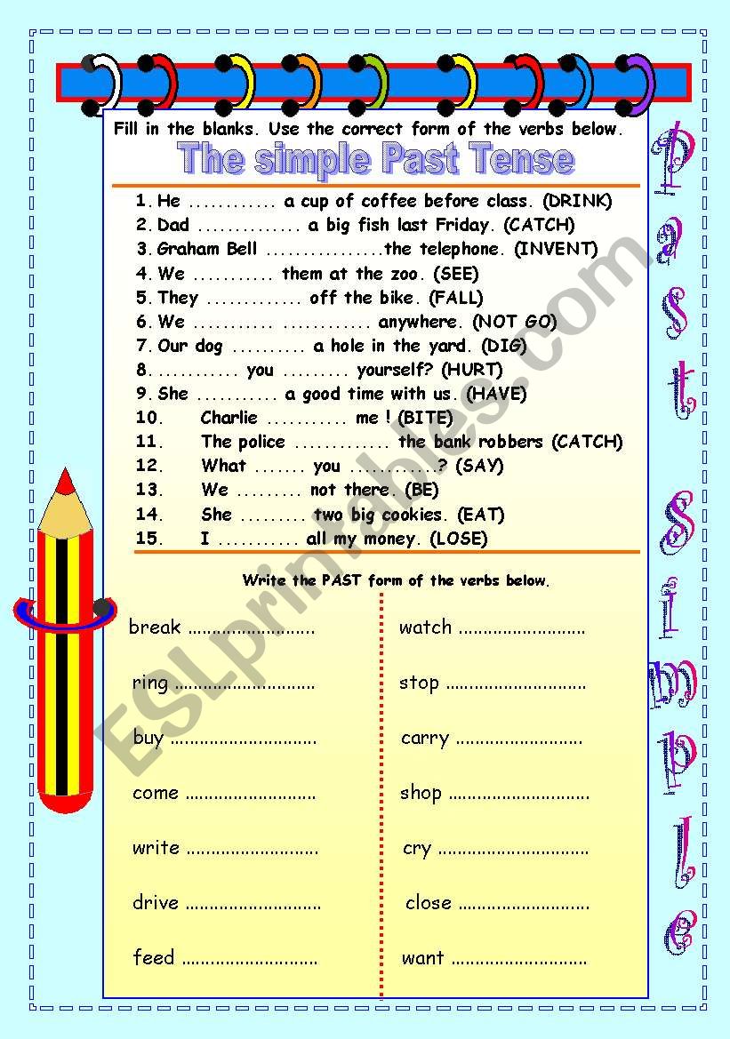 THE SIMPLE PAST TENSE worksheet