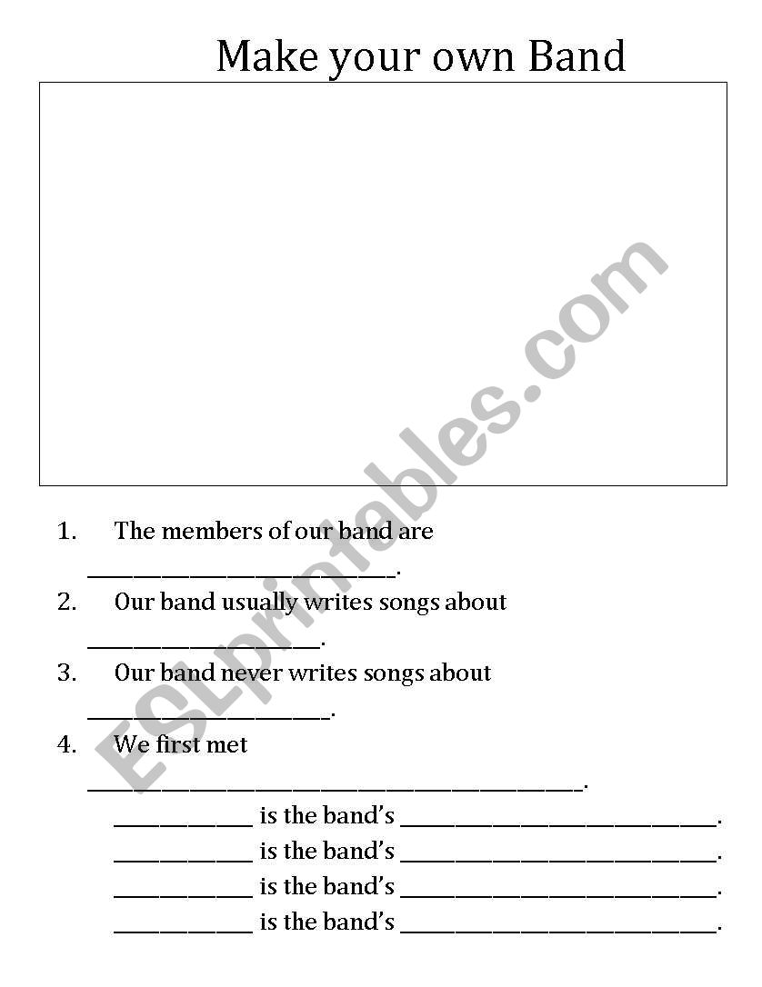Make your own Band worksheet