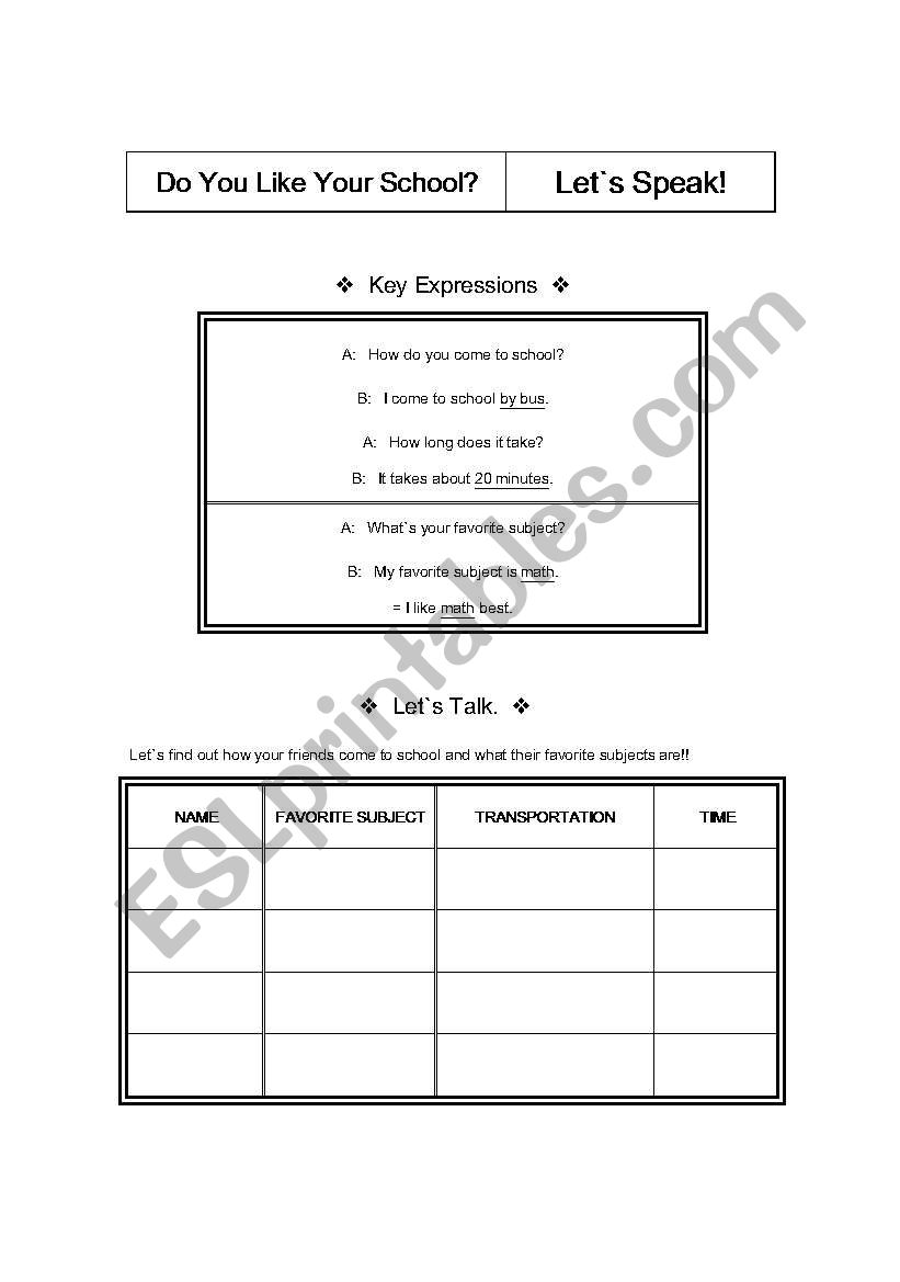 Do you like your school? worksheet