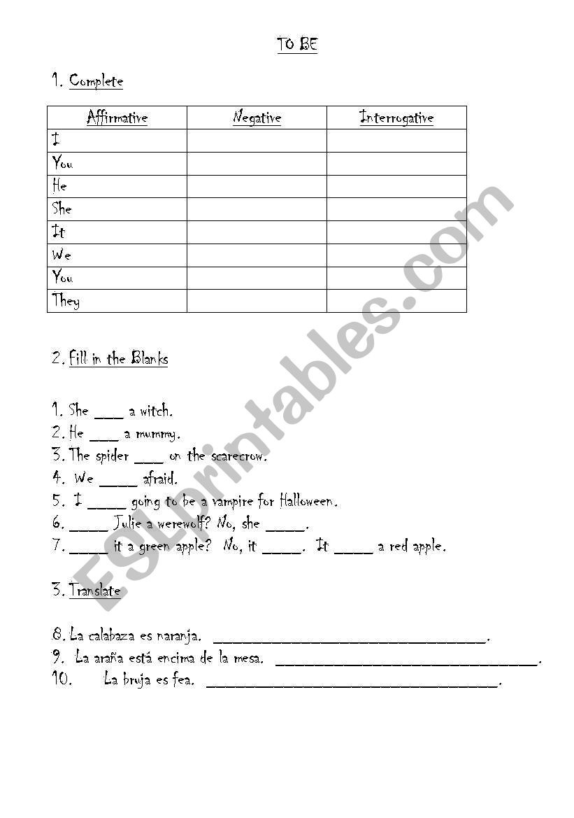 Halloween To Be worksheet worksheet