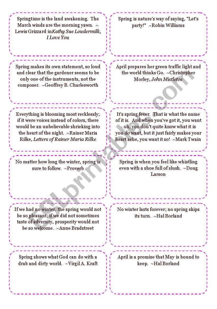 Spring Quotes worksheet