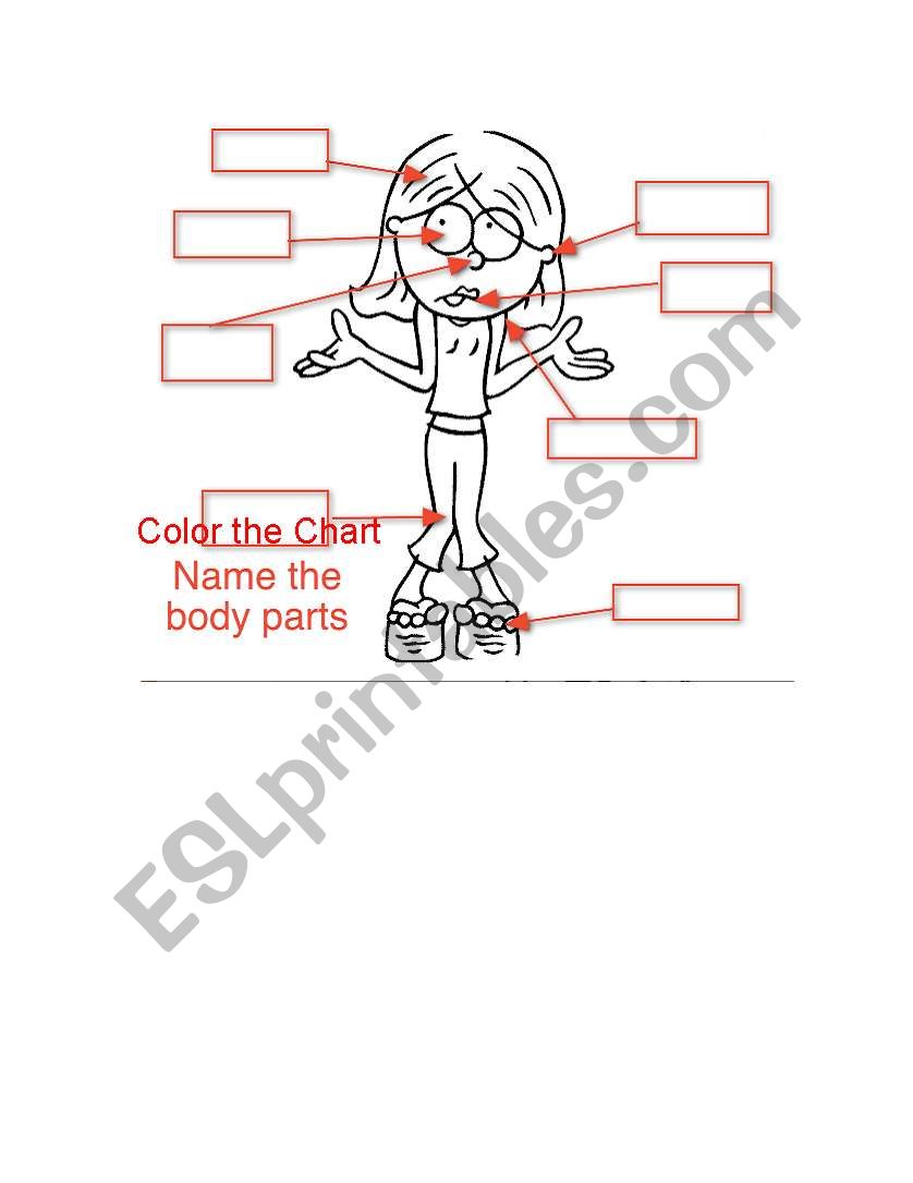 Body parts Homework Chart worksheet