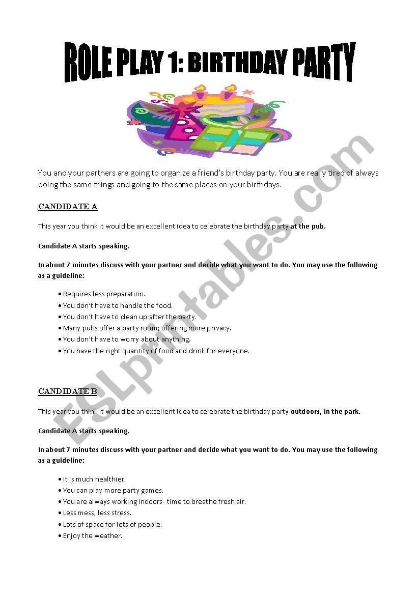 role play worksheet