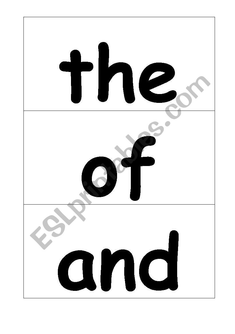 sight word cards worksheet