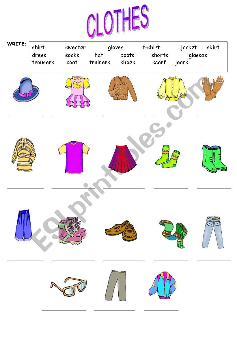 CLOTHES worksheet