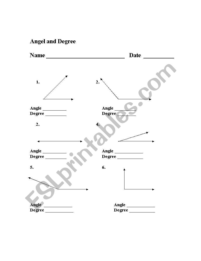 Angles Worksheet worksheet