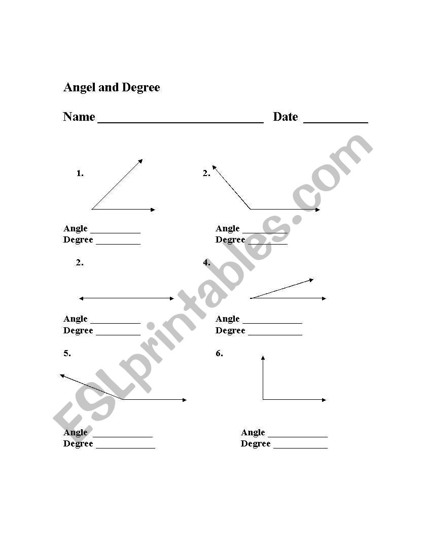 Angles Worksheet worksheet
