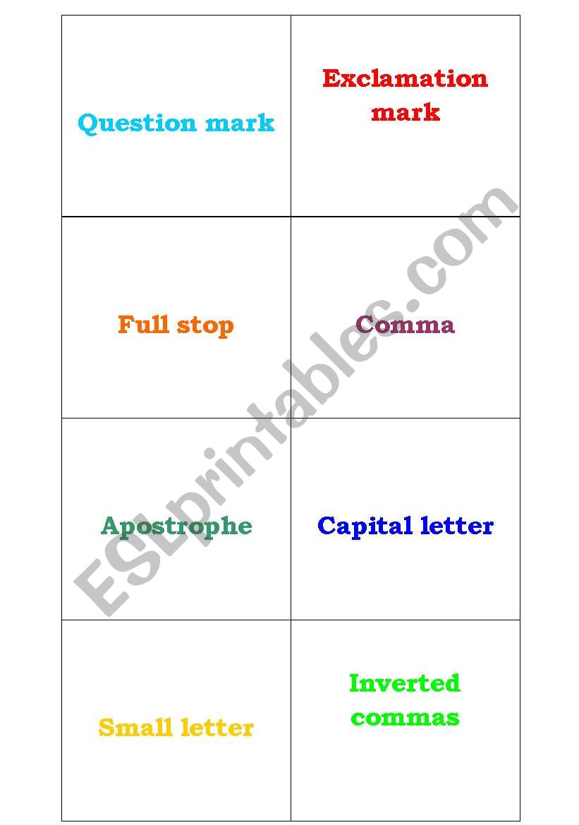 Punctuation Marks- Flash cards