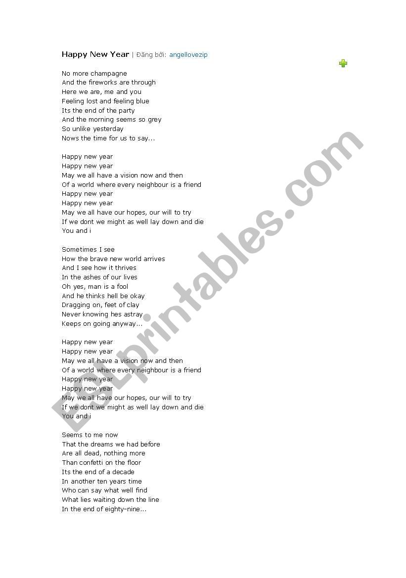 HAPPY NEW YEAR worksheet
