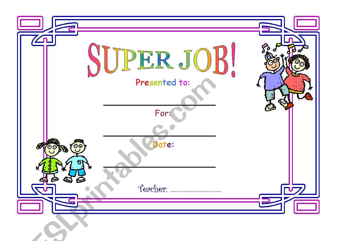 Super job! worksheet